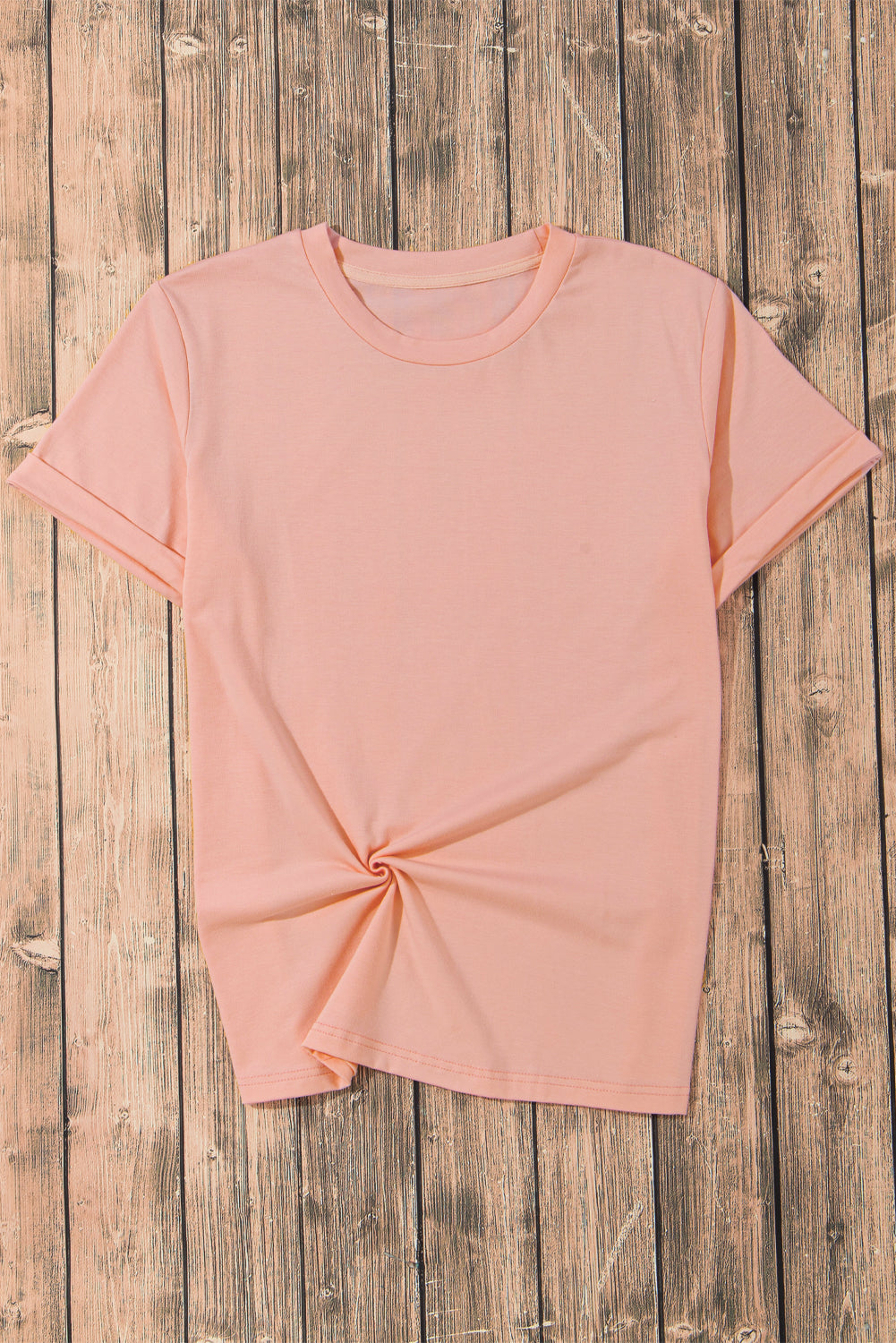 Lässiges, schlichtes Rundhals-T-Shirt in Rosa