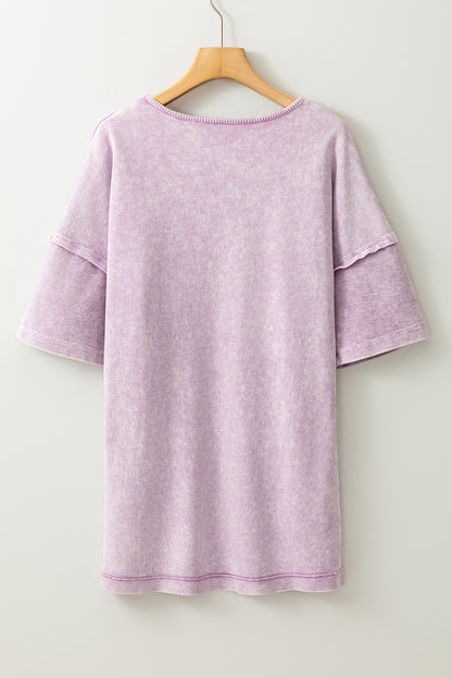 Übergroßes T-Shirt mit sichtbaren Nähten und überschnittener Schulter in Orchid Petal Mineral Wash