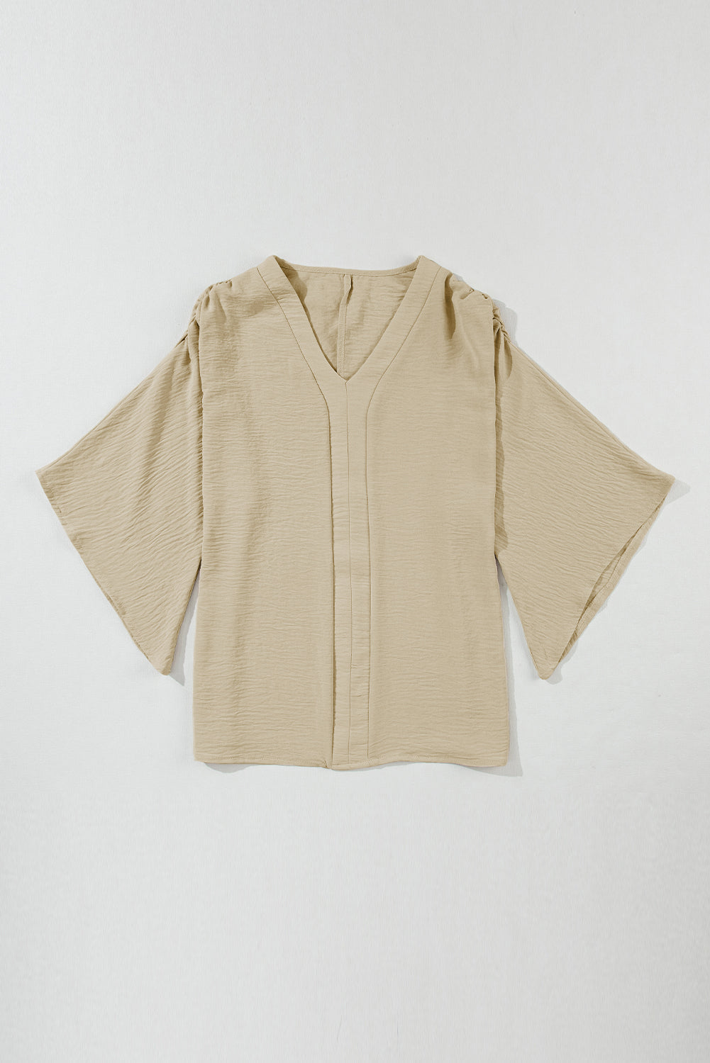 Parchment – Bluse mit V-Ausschnitt und weiten Ärmeln in Knitteroptik