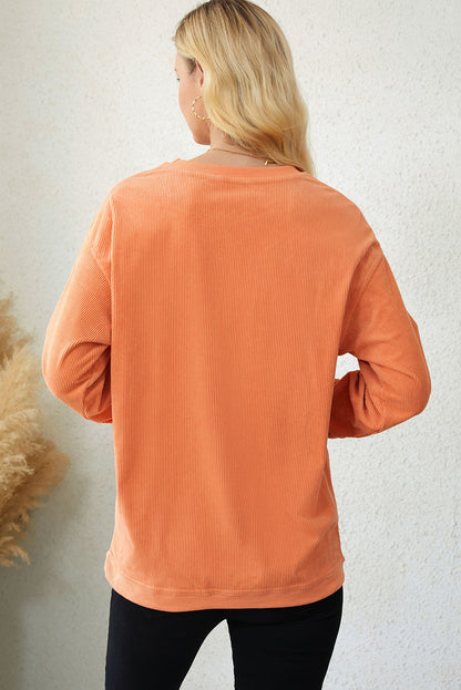 Oranges Sweatshirt mit THANKFUL-Buchstabengrafik