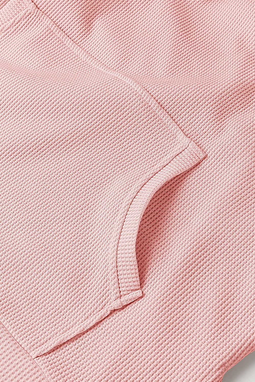 Hellrosa Oversize-Hoodie mit Waffelstrick und Fleecefutter, hoch und niedrig