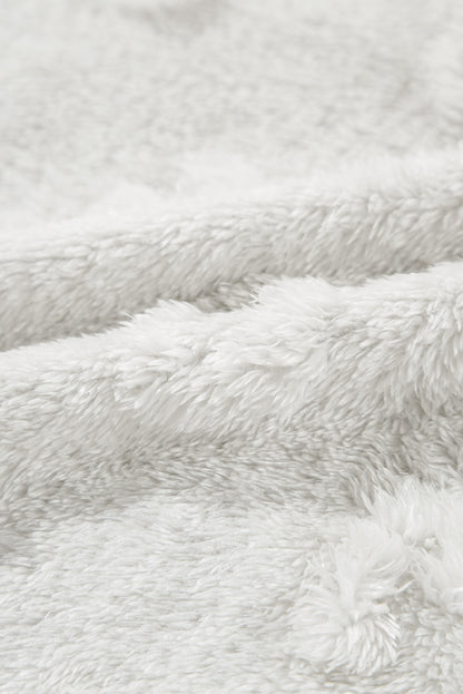 Hellgraues, strukturiertes, lockeres, zweiteiliges Lounge-Set aus Fleece mit Leopardenmuster