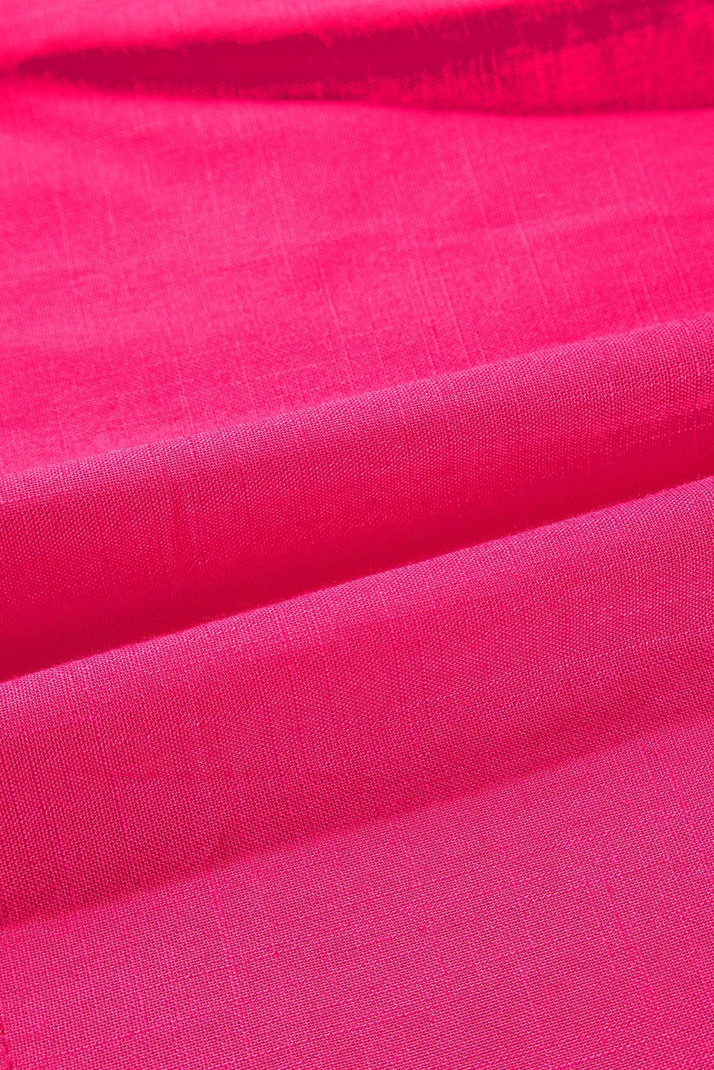 Erdbeerrosa Bluse mit V-Ausschnitt und geometrischer Stickerei, Quaste und Schleife