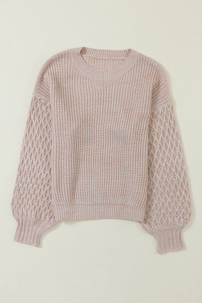 Pullover mit Zopfmuster und überschnittener Schulterpartie in Parchment
