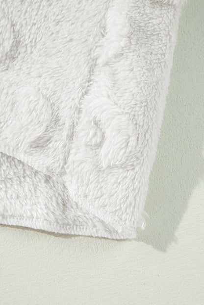 Hellgraues, strukturiertes, lockeres, zweiteiliges Lounge-Set aus Fleece mit Leopardenmuster