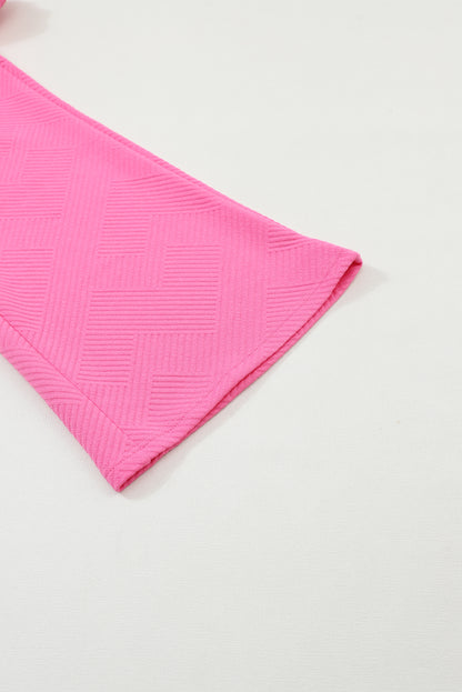 Multicolor Contrast Color Block Textured Casual 2pcs Outfit