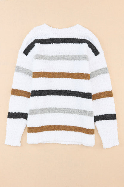 Striped Popcorn Knit Sweater