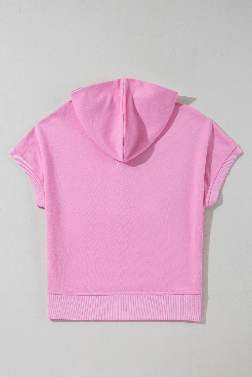 Bonbon Kurzarm-Kapuzenpullover mit halbem Reißverschluss und Kängurutasche