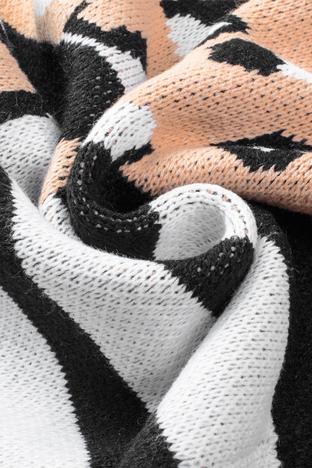 Brown Leopard Striped Mixed Print Open Front Cardigan