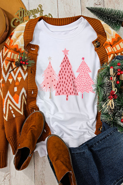 Weißes Sweatshirt mit Weihnachtsbaum-Punkte-Print