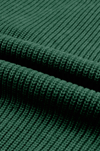 Grünes Set aus Strickpullover mit V-Ausschnitt und Freizeithose