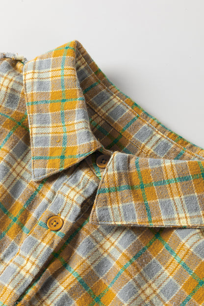 Hemdjacke mit Knopfleiste und Stickerei-Patch in Ingwer-Karo