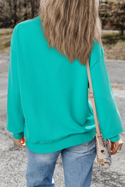 Aruba Blaues, schlichtes Sweatshirt mit Rundhalsausschnitt und überschnittener Schulter