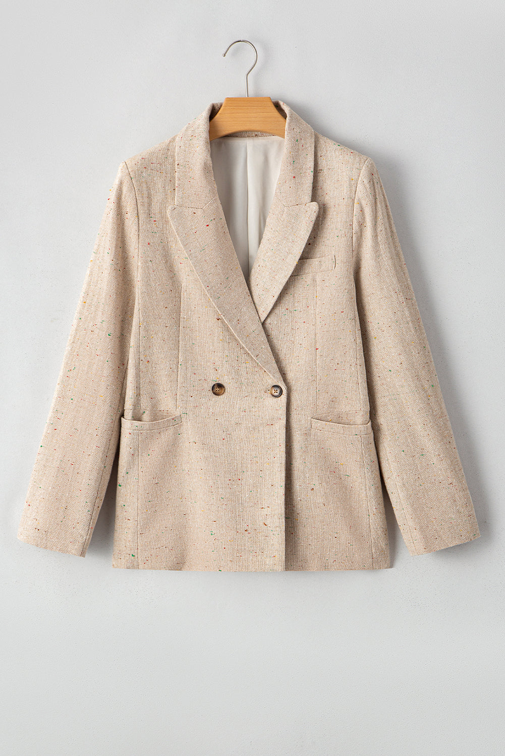Elegante, einreihige Anzugjacke in Haferflockenfarbe