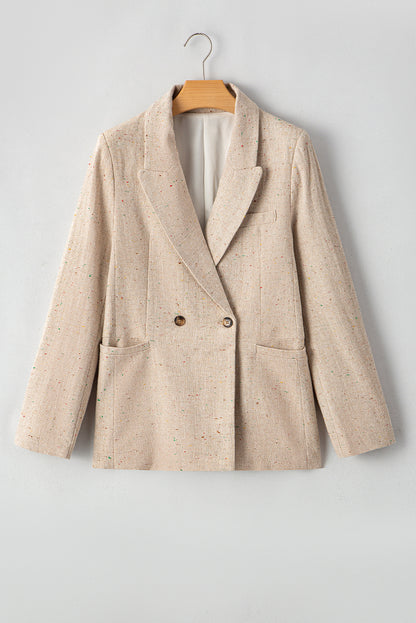Elegante, einreihige Anzugjacke in Haferflockenfarbe