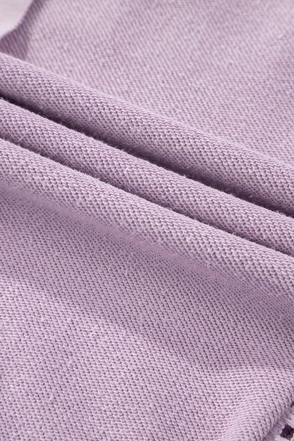 Sweatshirt mit geripptem Saum und sichtbaren Nähten im Orchid Petal-Strick-Häkelmuster