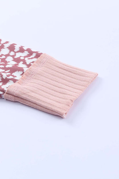 Pink Leopard Long Sleeve Hooded Sweatshirt