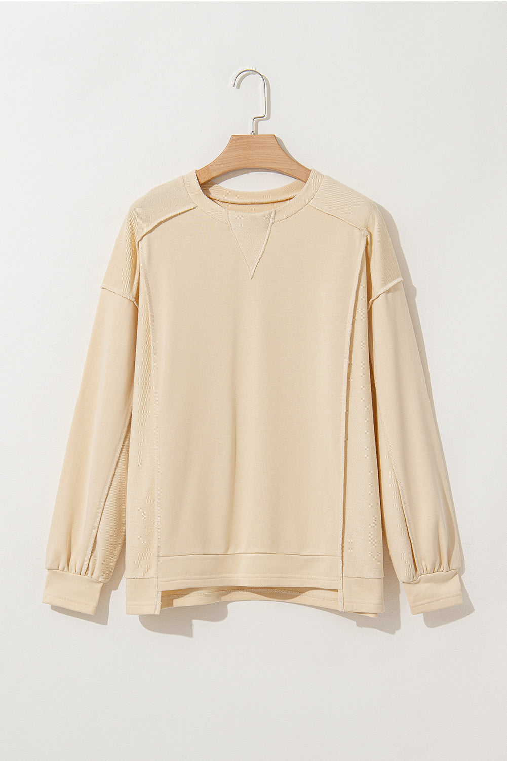 Beiges Pullover-Sweatshirt mit Rundhalsausschnitt