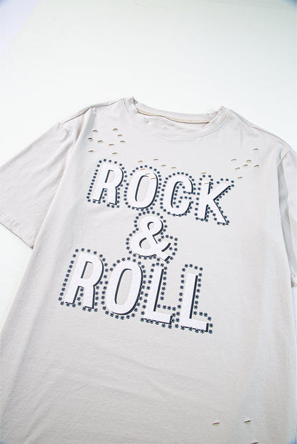 Graues Vintage-T-Shirt mit Rock &amp; Roll-Grafik