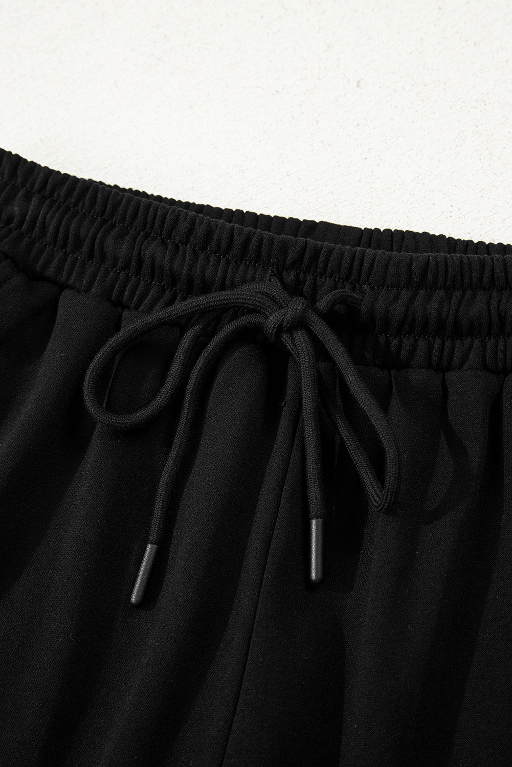 Black Varsity Striped Sleeve Drop Shoulder Sweatshirt and Short Set