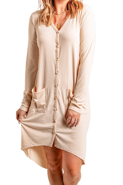 Apricot – Selected – High-Low-Cardigan mit Knopftaschen