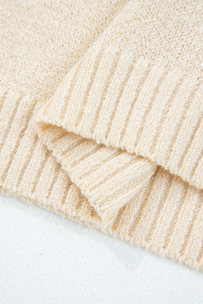 Jet Stream Contrast Flower Detail Colorblock Cuffed Loose Sweater