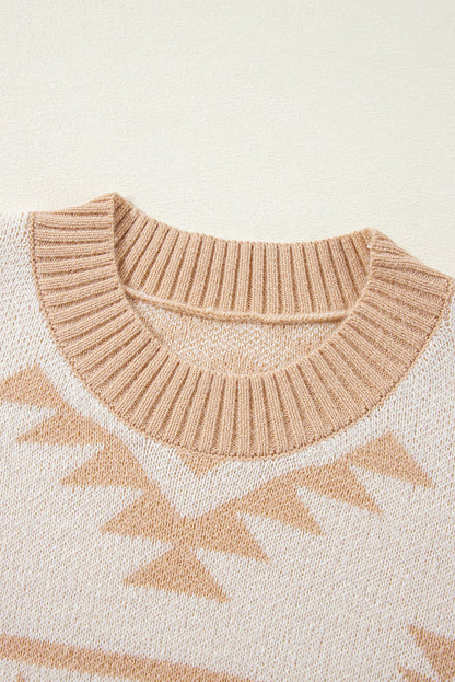 Apricot – Lockerer Pullover mit Western-Azteken-Print in Übergröße