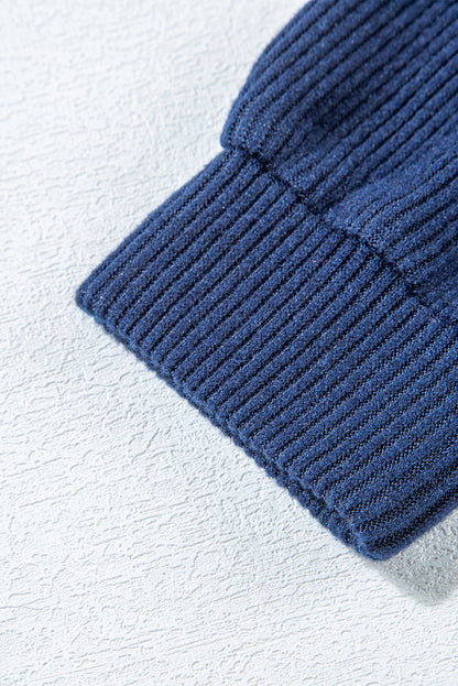 Marineblaues Set aus kurzem Hoodie und Jogginghose mit Kordelzug