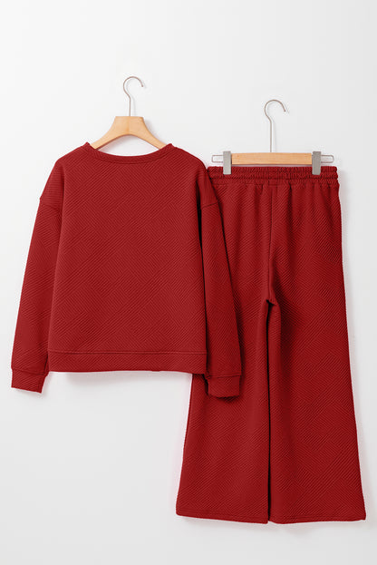 Red Dahlia – Ultra lockeres, strukturiertes, 2-teiliges Slouchy-Outfit