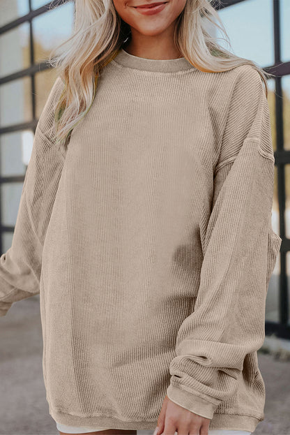 Rauchgraues Oversize-Sweatshirt aus geripptem Cord
