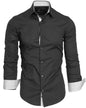 Casual Contrast Colored Tiansi Long Sleeved Men's Casual Shirt