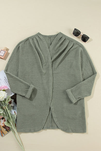 Laurel Green – Strickjacke mit offener Vorderseite und Waffelstrick