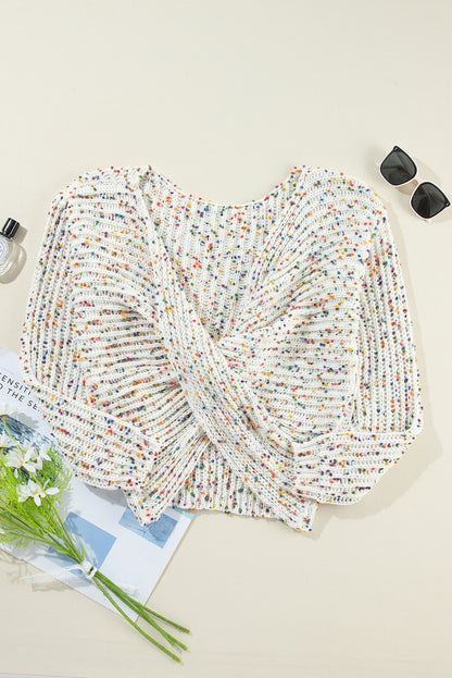 Weißer Konfetti-Wendepullover mit Twist