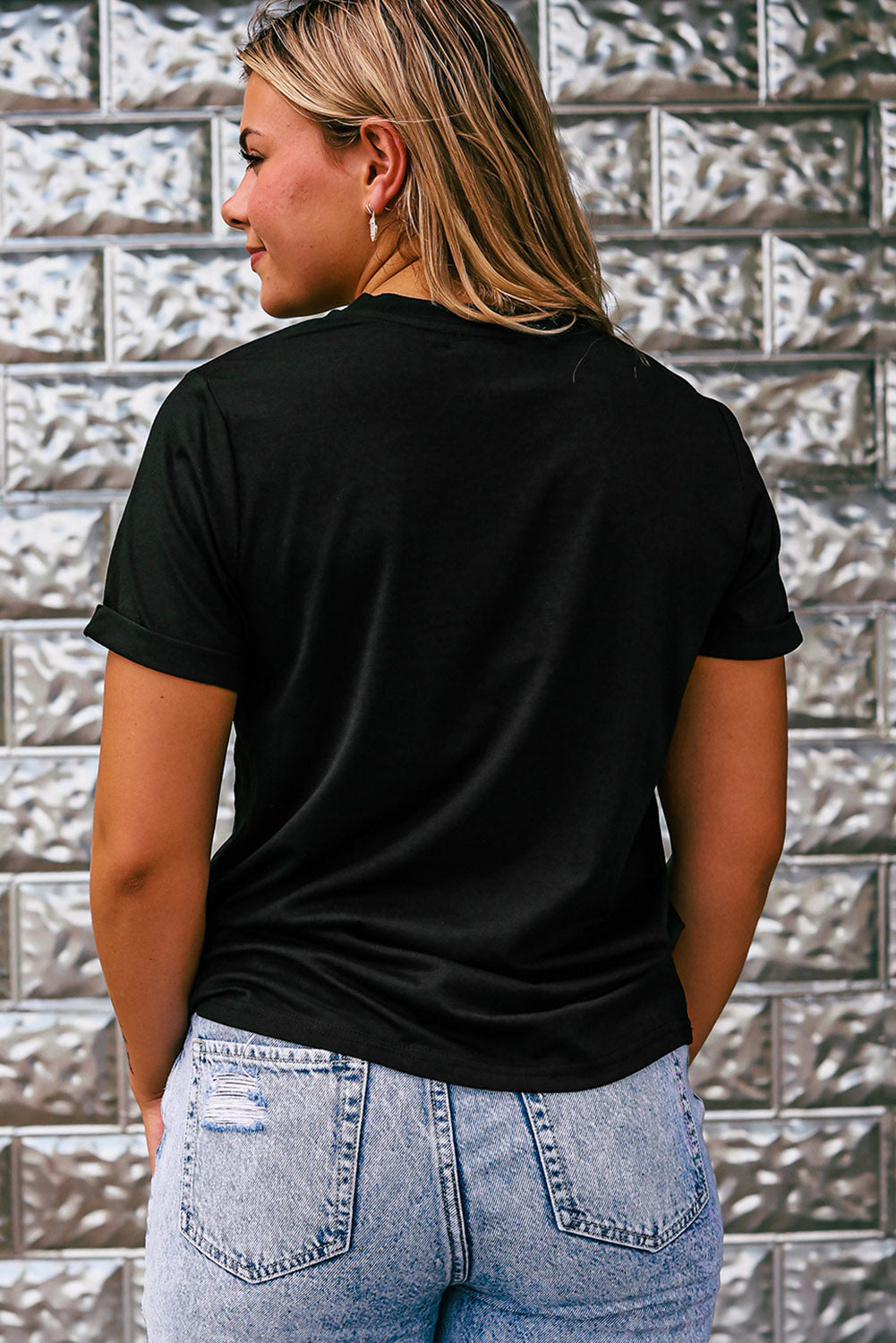 Schwarzes T-Shirt mit Food Lovers-Slogan und Grafik