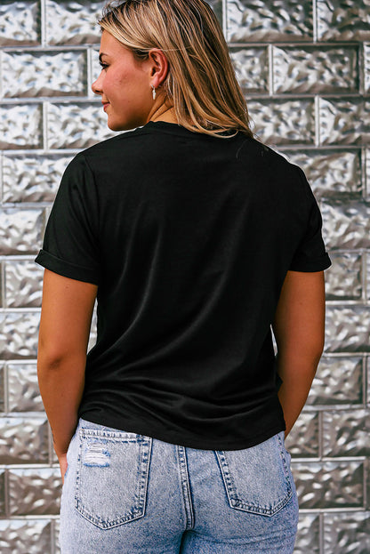 Schwarzes T-Shirt mit Food Lovers-Slogan und Grafik