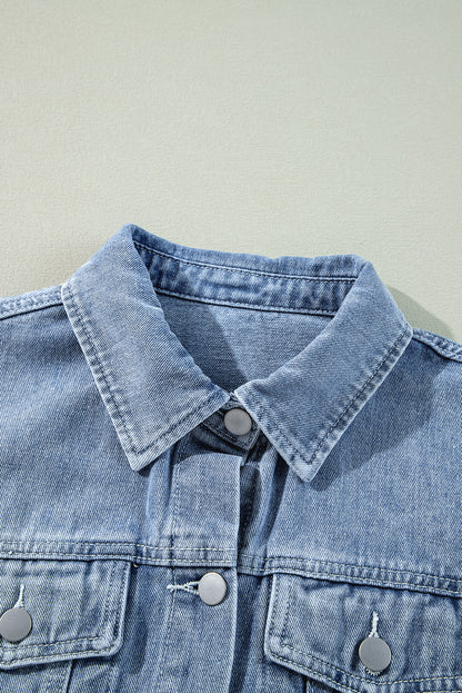 Beau Blue – Jeansjacke mit Rüschen und Klapptaschen