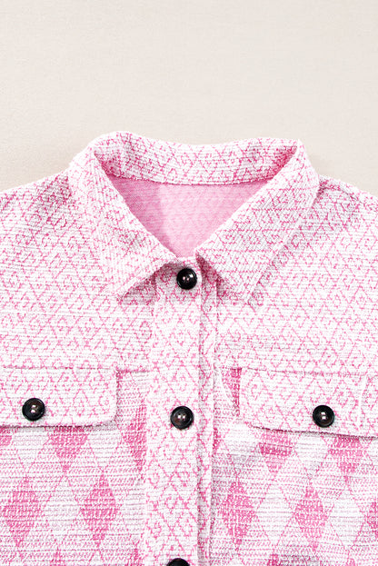 Delicacy – Strukturierte Hemdjacke mit Klappe und Tasche im geometrischen Muster