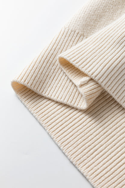 Beige Asymmetric Leopard Print Detail Drop Shoulder Sweater