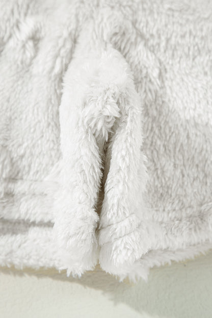 Hellgraues, strukturiertes, lockeres, zweiteiliges Lounge-Set aus Fleece mit Leopardenmuster