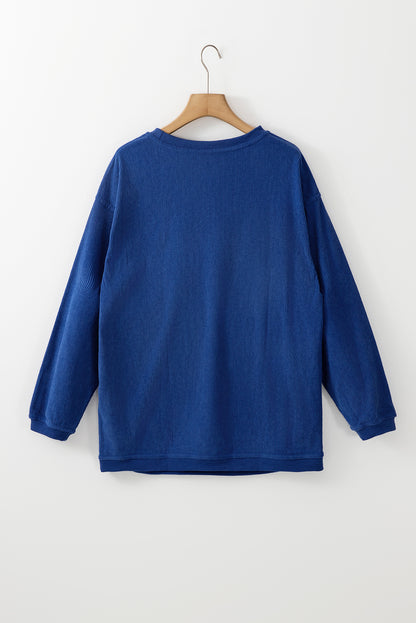 Dunkelblaues Oversize-Sweatshirt aus geripptem Cord