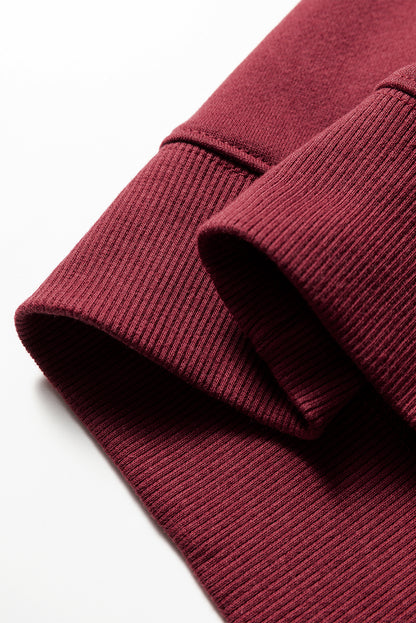 Red Dahlia Varsity Striped Detail Drop Shoulder Oversized Sweatshirt