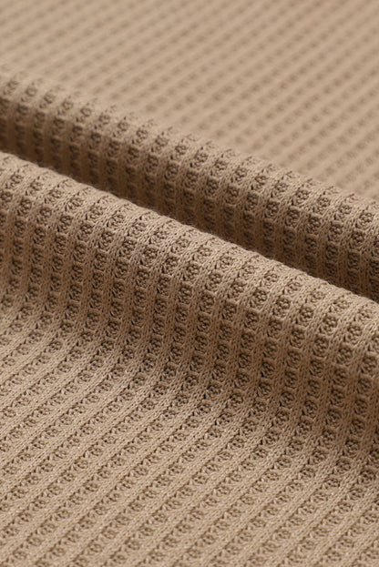 Khaki Waffled Expose Seam Drawstring Hoodie