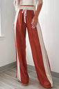 Flamingo-Hose mit Farbblock und Kordelzug, hoher Taille und weitem Bein