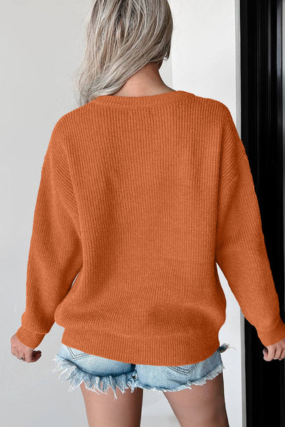 Pullover mit Flamingo- und Kürbis-Grafik