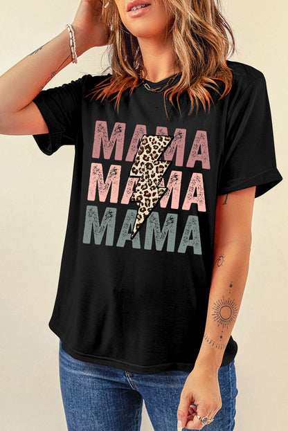 Schwarzes T-Shirt mit MAMA-Bolt-Grafik