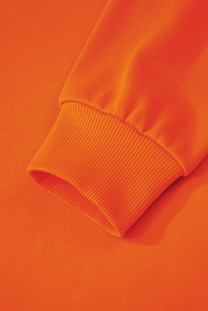 Orangefarbenes Oversize-Sweatshirt mit College-Streifen und überschnittener Schulter