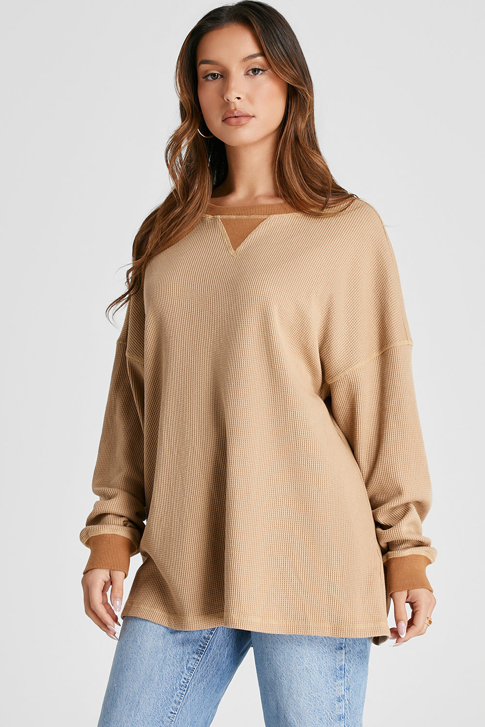 Rauchgraues, lockeres Thermo-Sweatshirt