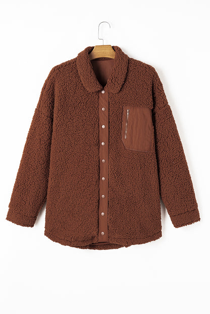 Red Clay Teddybär-Jacke aus Kunst-Lammfell