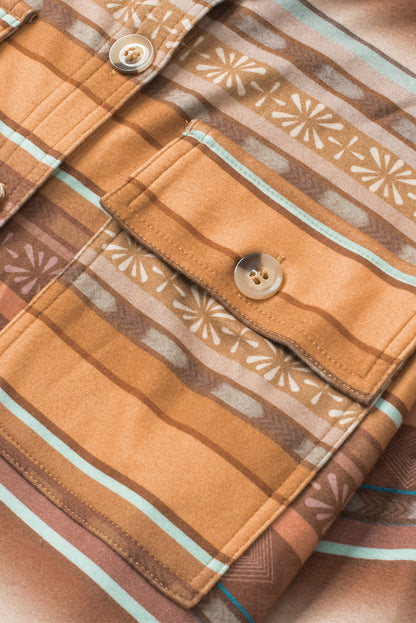 Braune Fleecejacke mit Western-Print