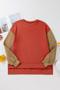 Gold Flame Zweifarbiges Patchwork-Pullover-Sweatshirt mit überschnittener Schulter